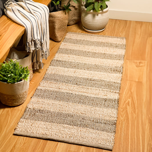 Natural Jute Stripe Runner-Natural Jute-2'x5'.