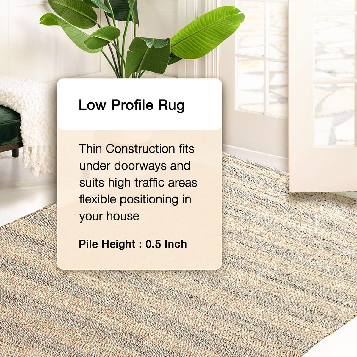 Natural Jute Stripe Runner-Natural Jute-2'x5'.