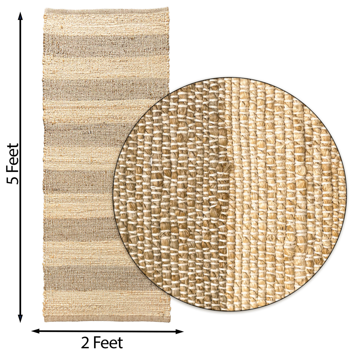 Natural Jute Stripe Runner-Natural Jute-2'x5'.
