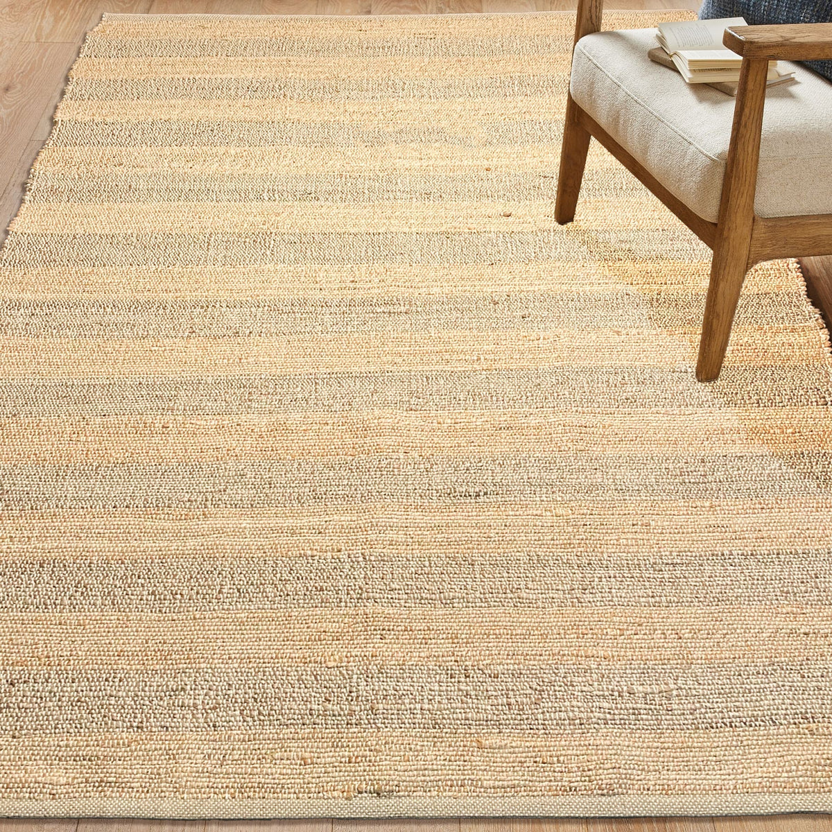 Natural Jute Stripe Rug-Natural Jute-5'x7'.