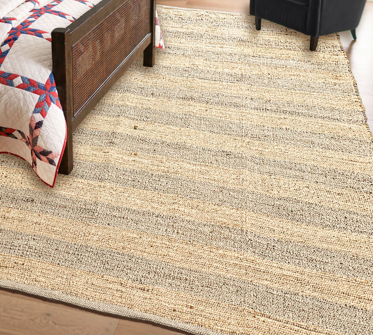 Natural Jute Stripe Rug-Natural Jute-5'x7'.