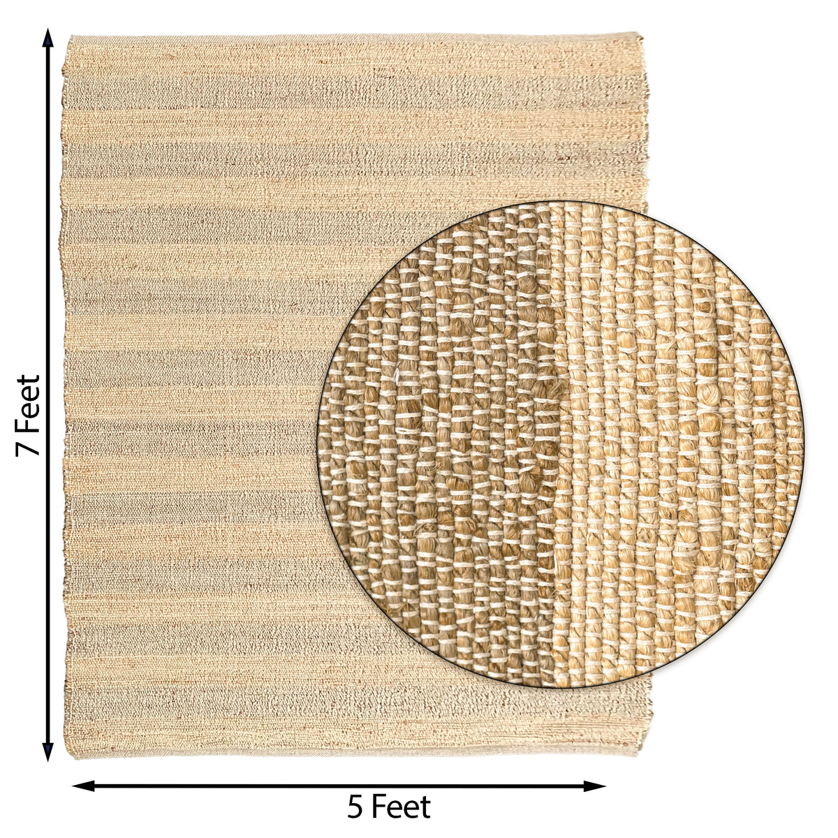 Natural Jute Stripe Rug-Natural Jute-5'x7'.