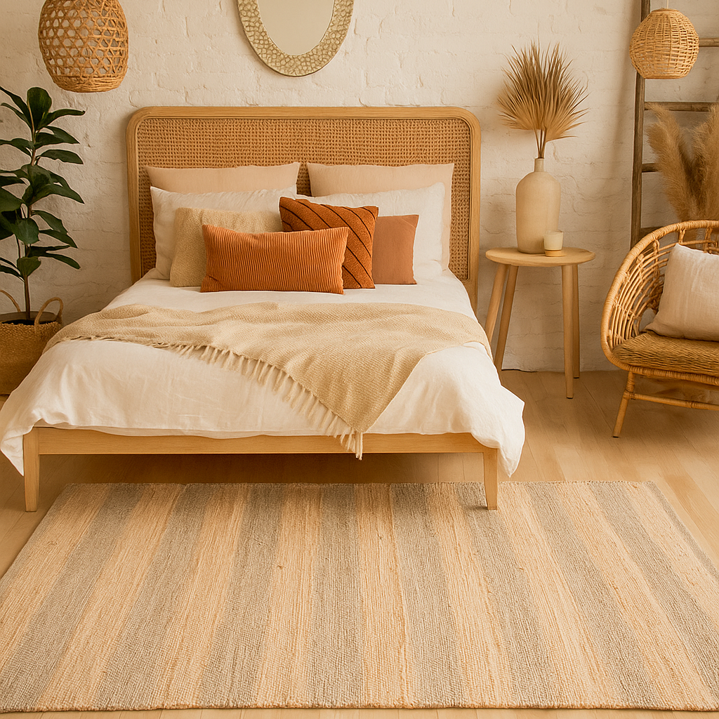 Natural Jute Stripe Rug-Natural Jute-5'x7'.