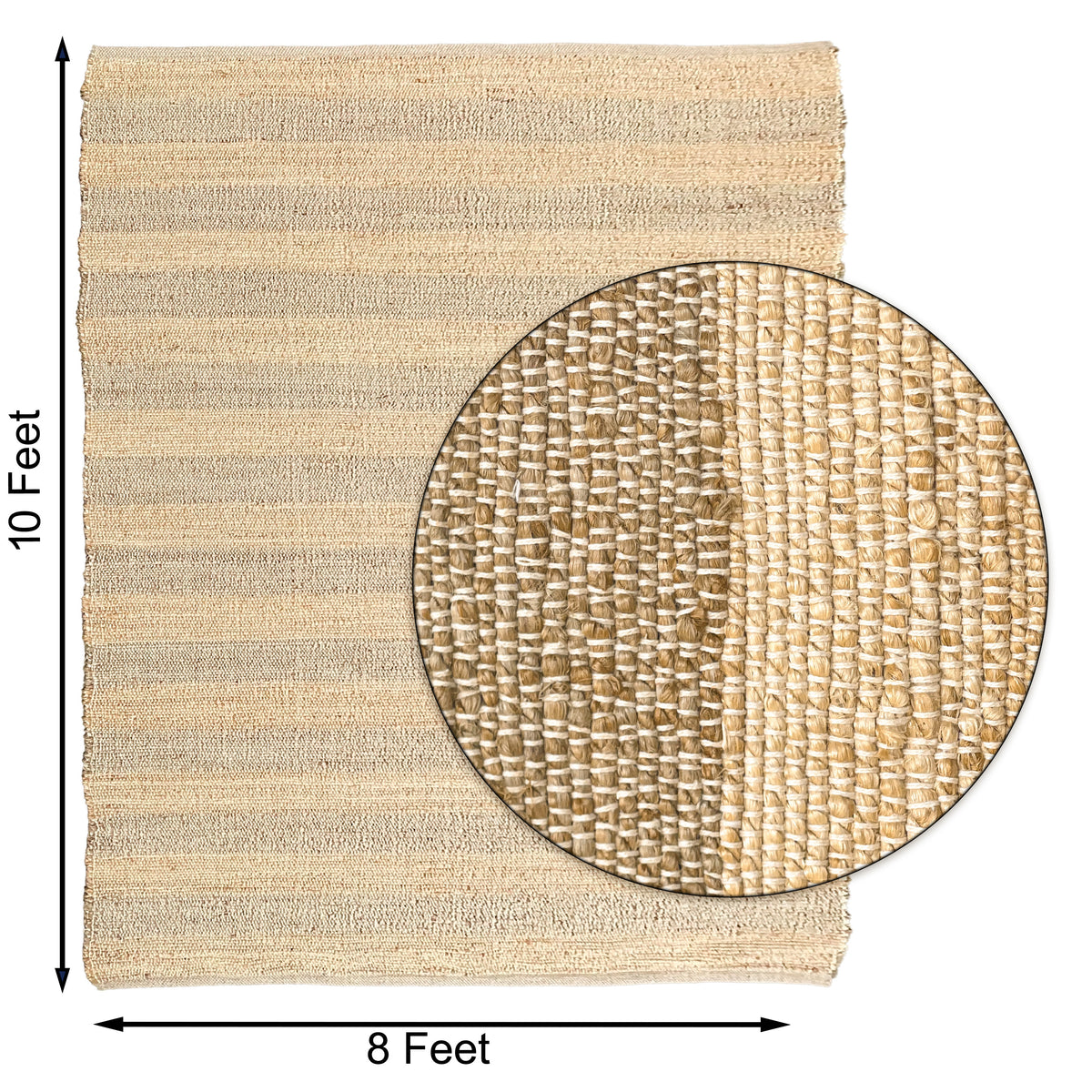 Natural Jute Stripe Rug-Natural Jute-8'x10'.