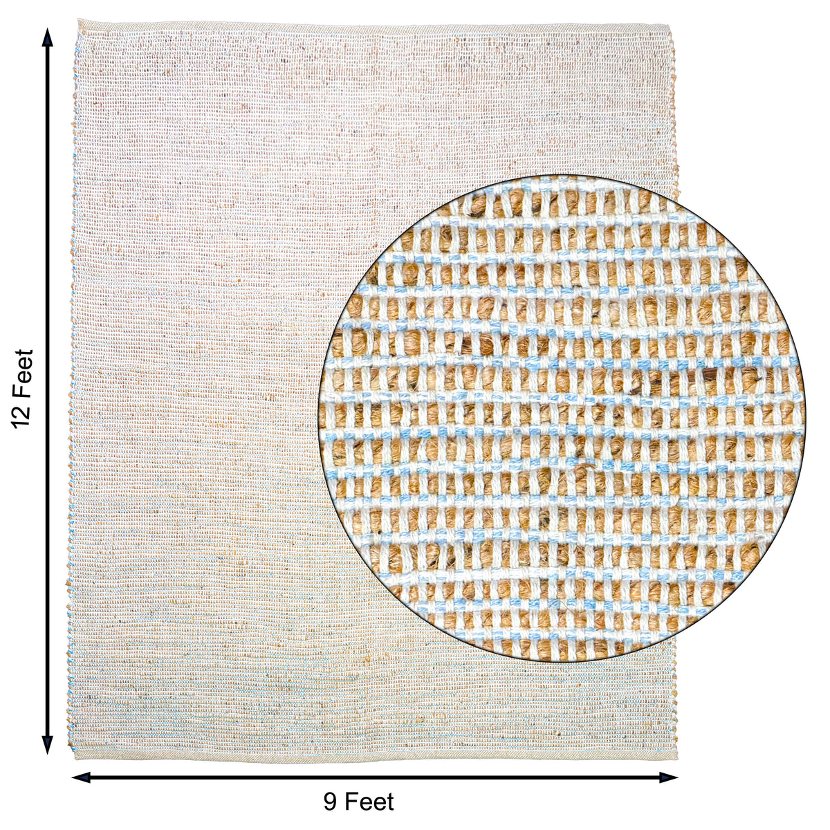 Jute Chindi Rug-Natural Jute-Coastal Blue-9'x12'.