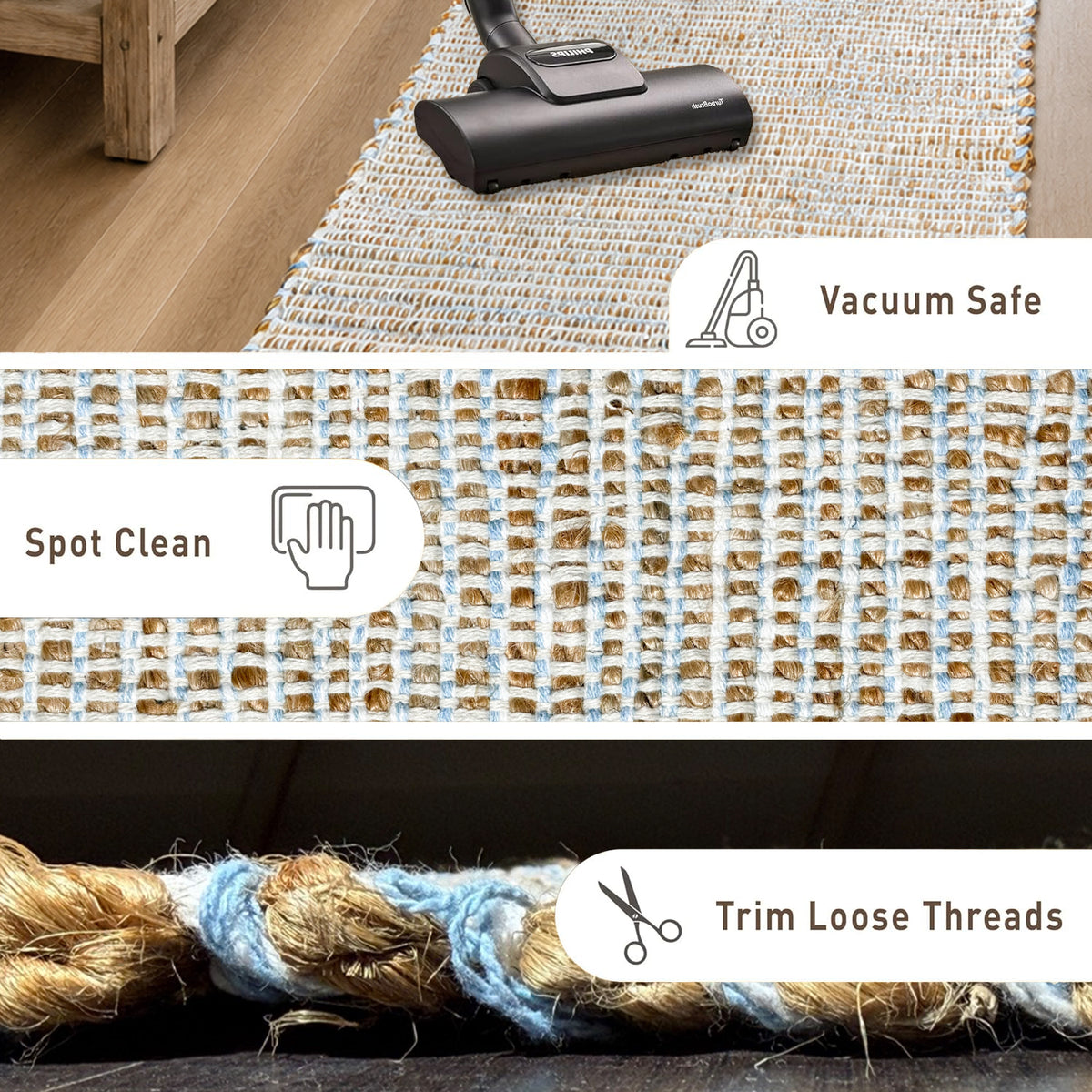 Jute Chindi Rug-Natural Jute-Coastal Blue-3'x5'.