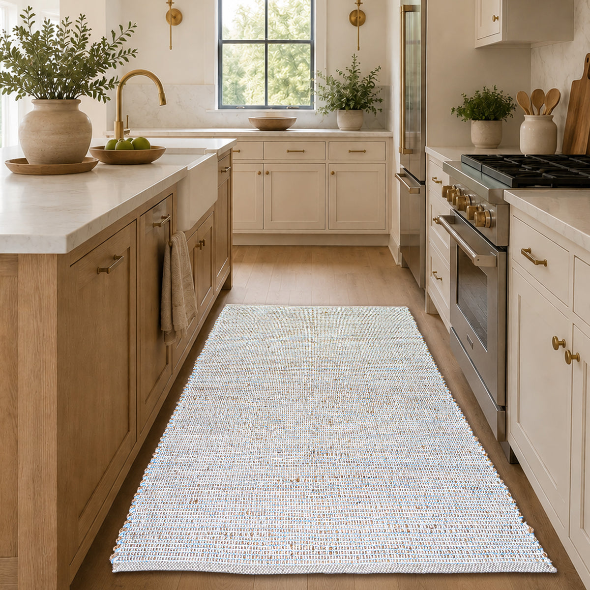 Jute Chindi Rug-Natural Jute-Coastal Blue-3'x5'.