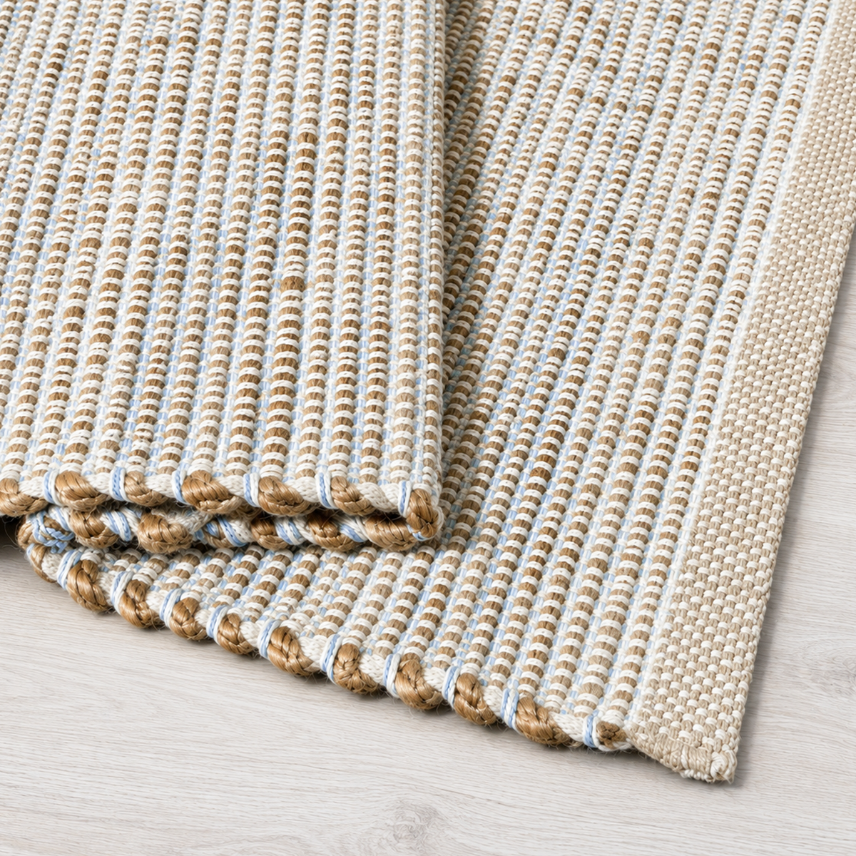 Jute Chindi Rug-Natural Jute-Coastal Blue-3'x5'.