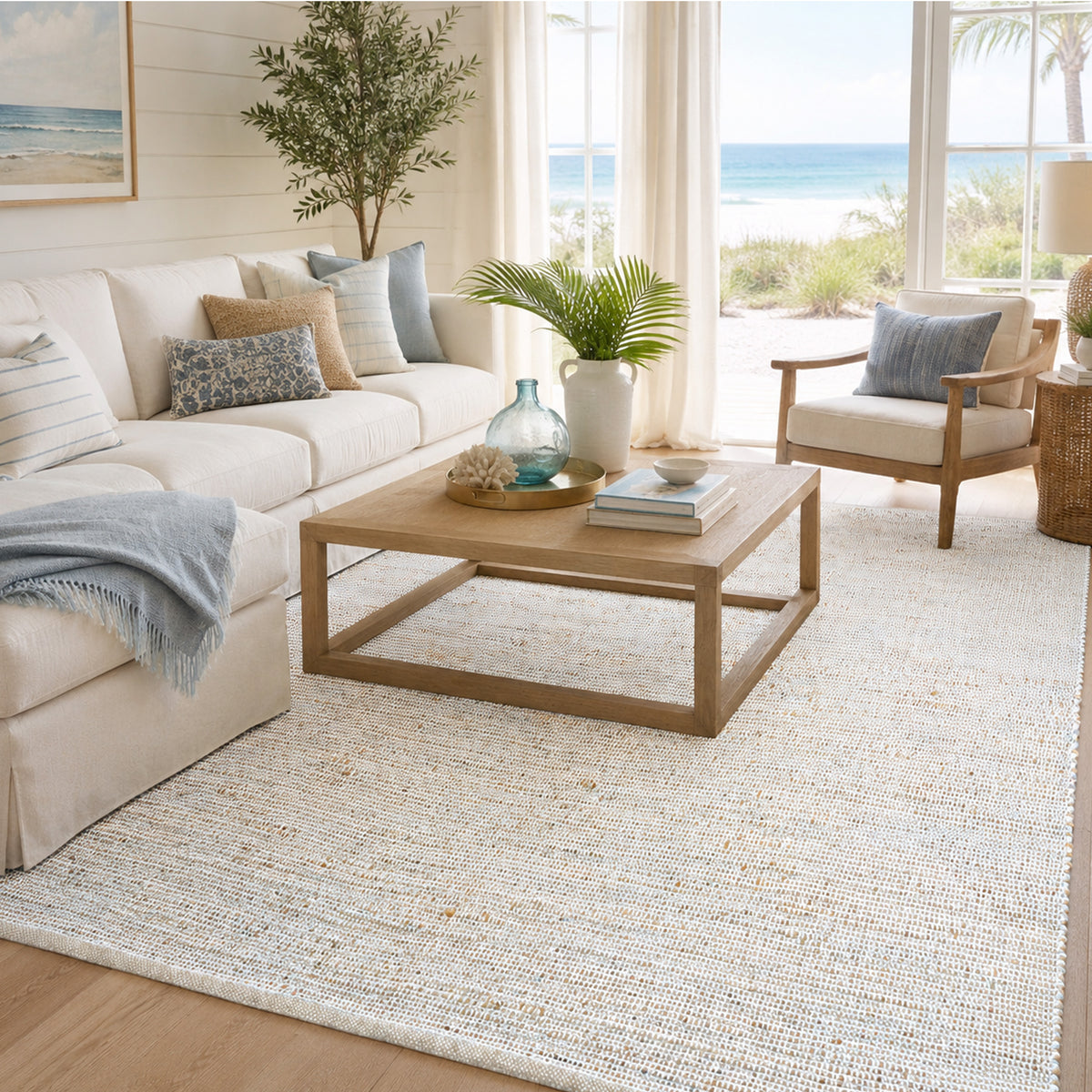 Jute Chindi Rug-Natural Jute-Coastal Blue-8'x10'.