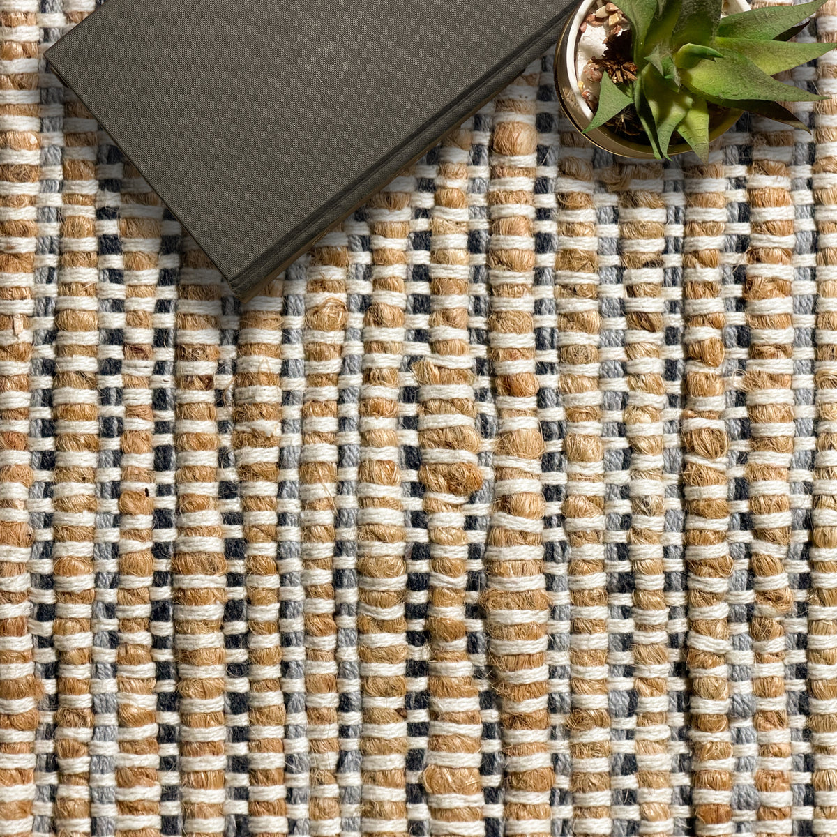 Jute Chindi Rug-Natural Jute-Greys-2'x5'.