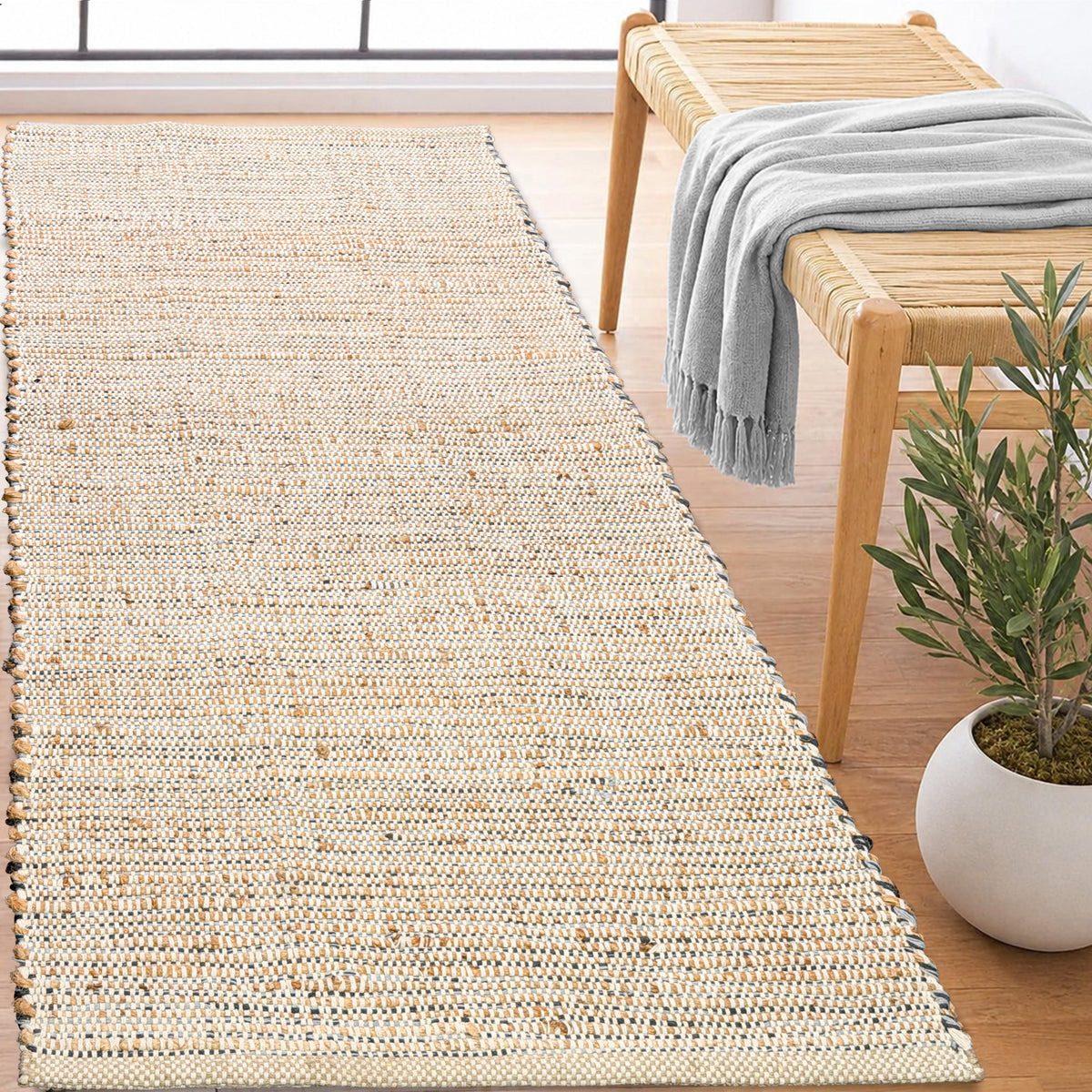 Jute Chindi Rug-Natural Jute-Greys-2'x7'.