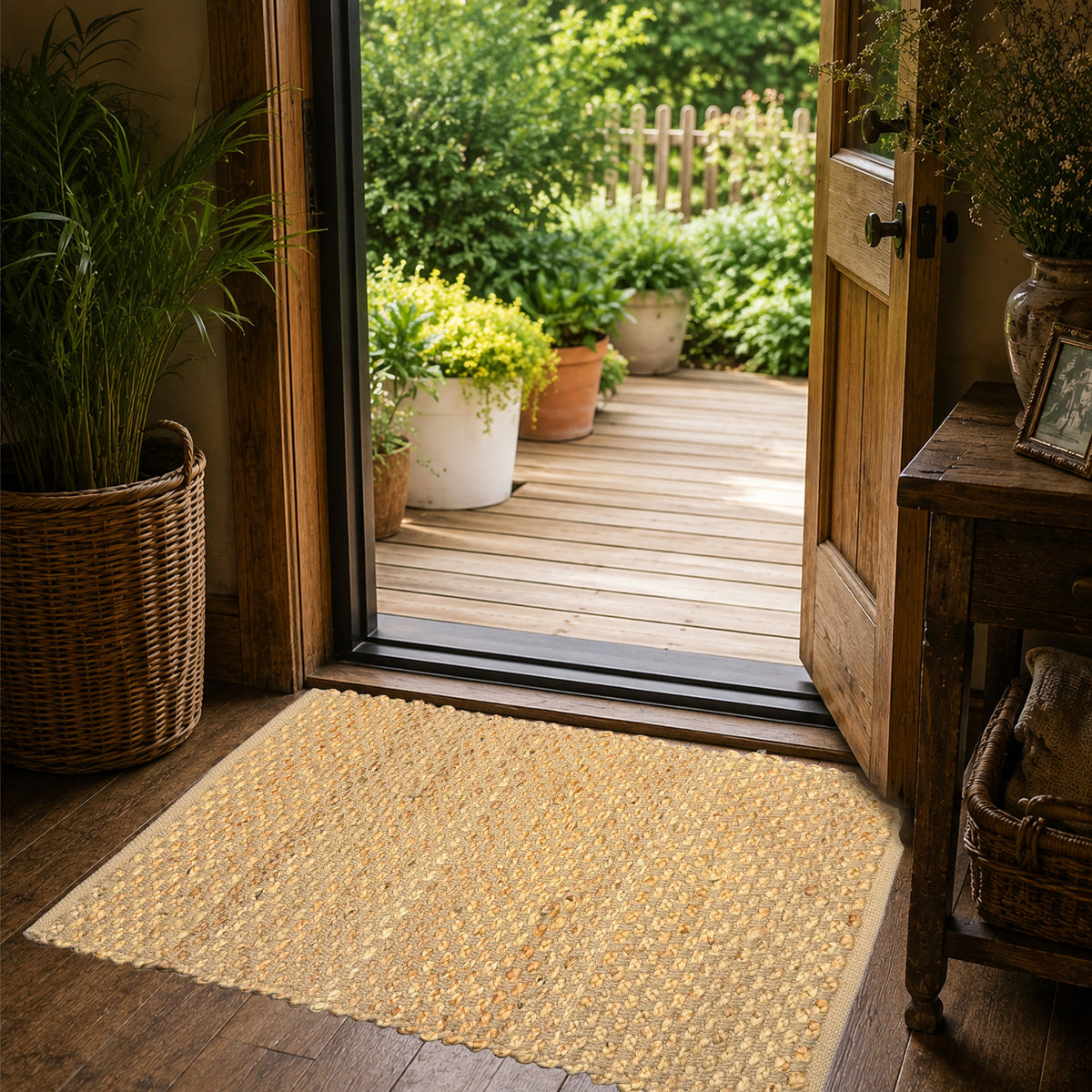 Jute Boucle Rug-Natural Jute-Beige-2'x3'.