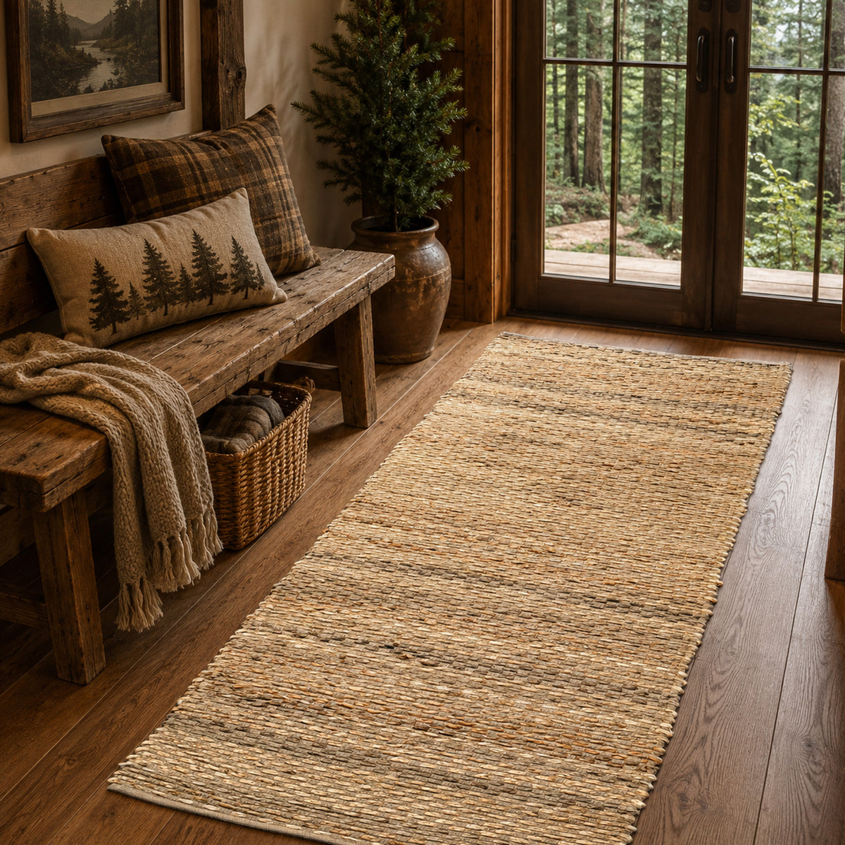Jute Boucle Rug-Natural Jute-Beige-2'x6'.