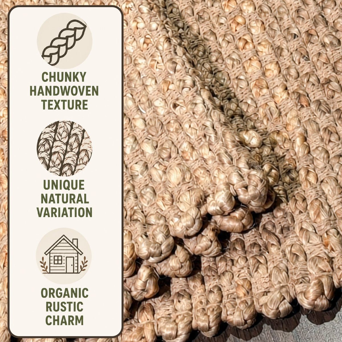 Jute Boucle Rug-Natural Jute-Beige-2'x6'.