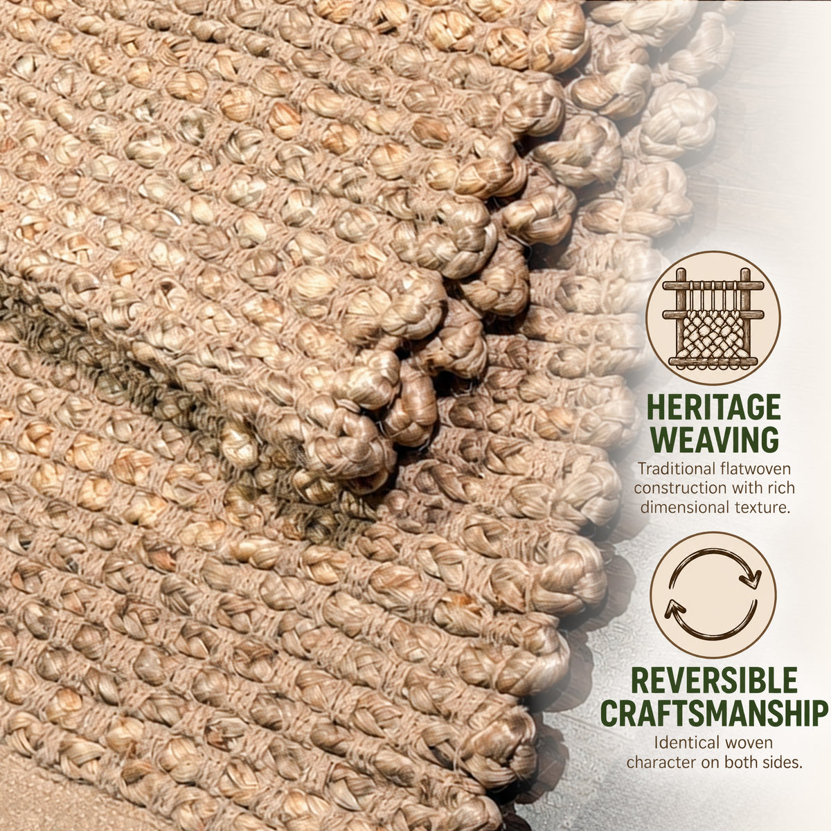 Jute Boucle Rug-Natural Jute-Beige-2'x6'.