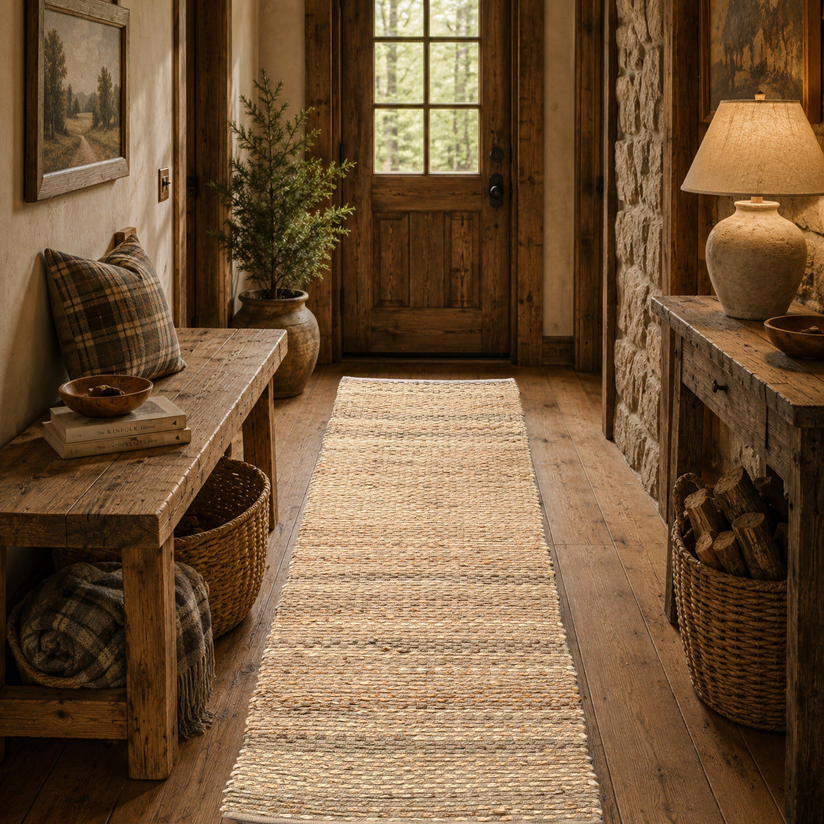 Jute Boucle Rug-Natural Jute-Beige-2'x8'.