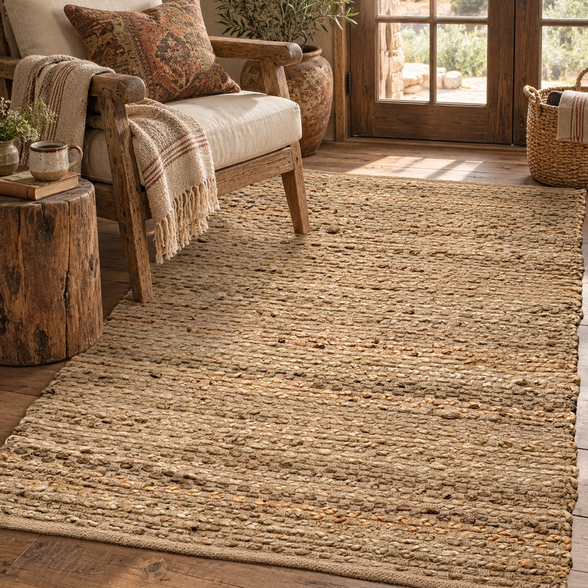 Jute Boucle Rug-Natural Jute-Beige-3'x5'.