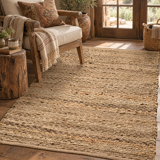 Jute Boucle Rug-Natural Jute-Beige-4'x6'.