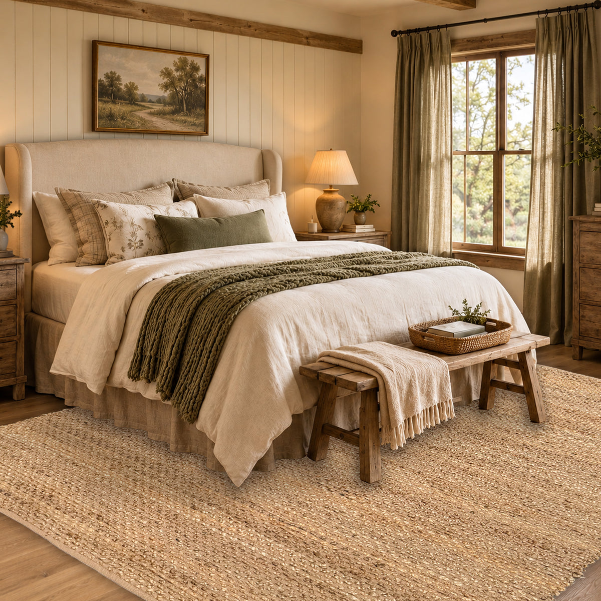 Jute Boucle Rug-Natural Jute-Beige-5'x7'.