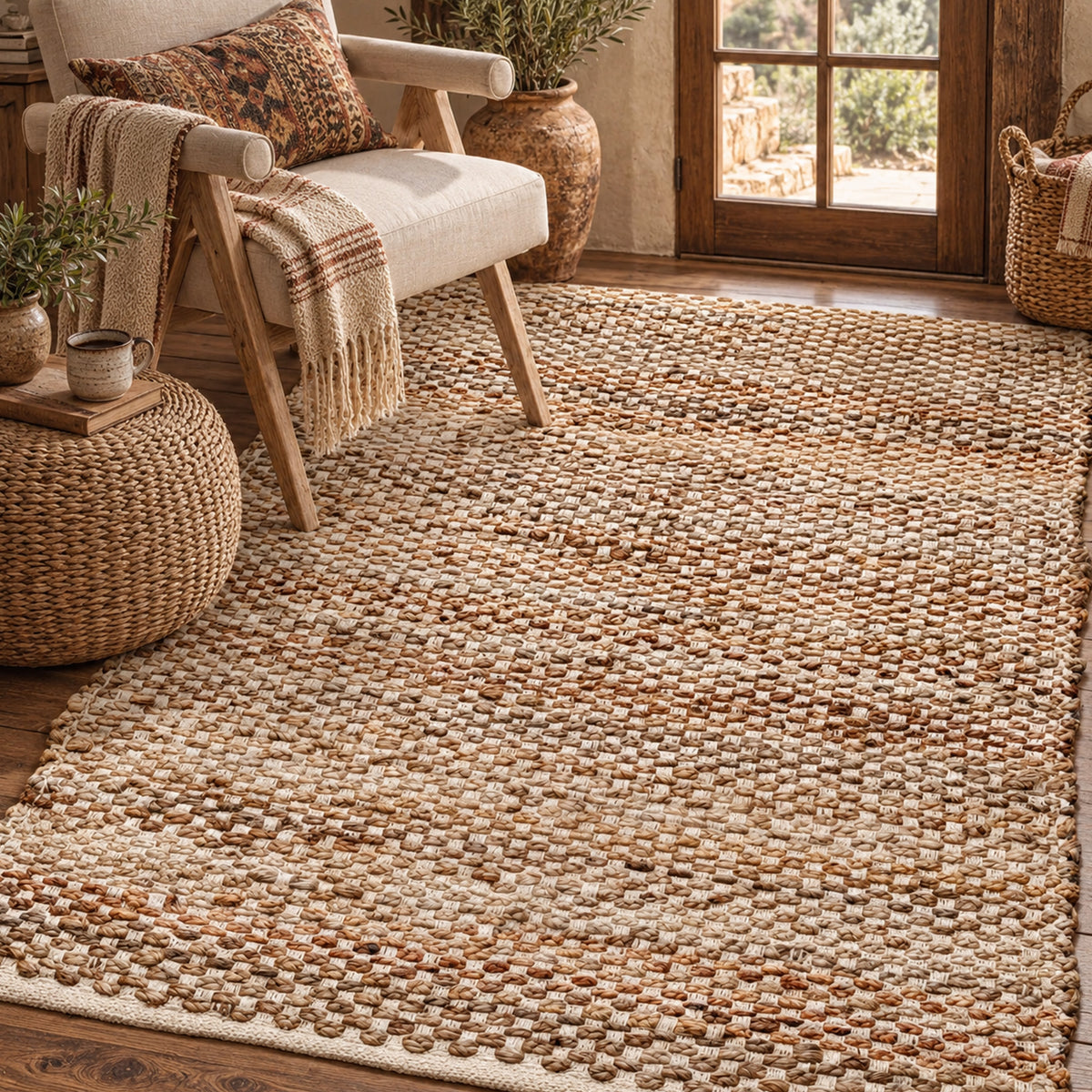 Jute Boucle Rug-Natural Jute-Ivory-4'x6'.