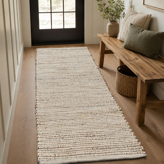 Jute Chindi Rug-Natural Jute-White-2'x5'.