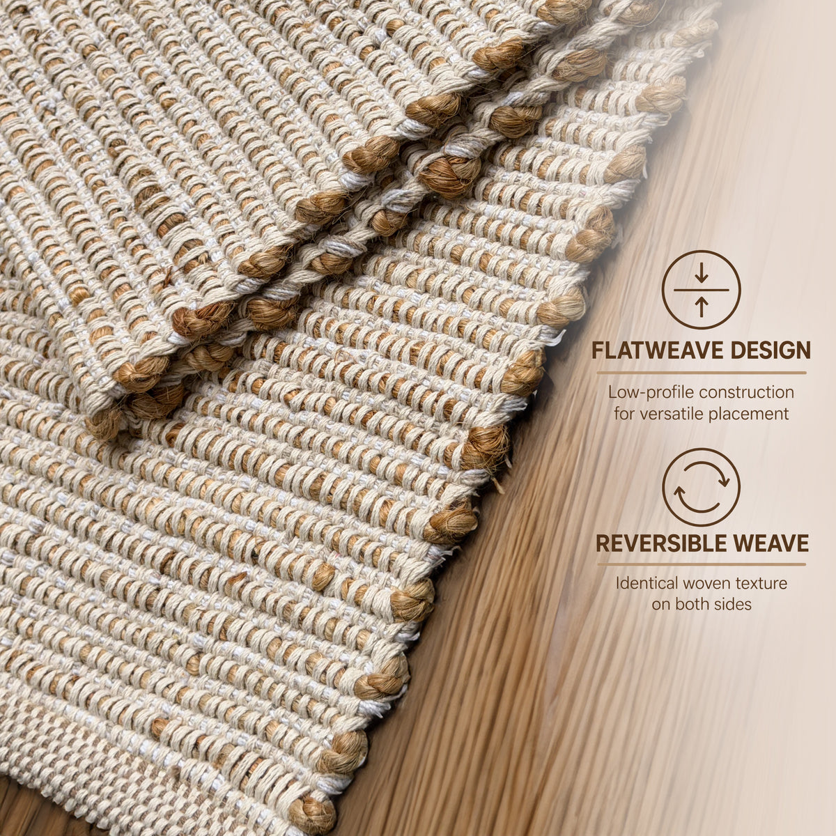 Jute Chindi Rug-Natural Jute-White-2'x7'.