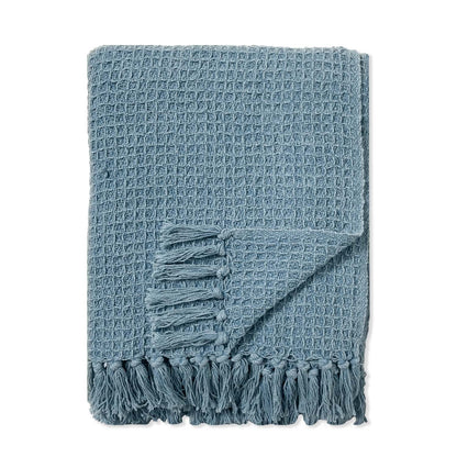 WAFFLE THROW, STONEWASH BLUE, 50''x60''