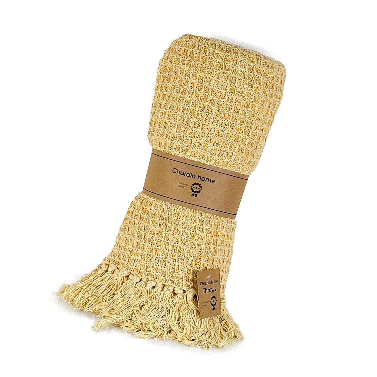 WAFFLE THROW, STONEWASH YELLOW, 50''x60''