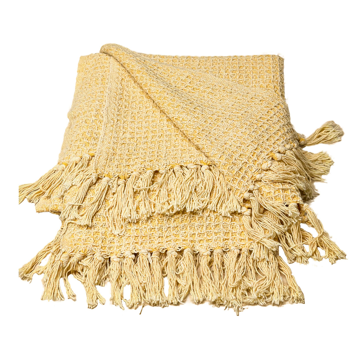 WAFFLE THROW, STONEWASH YELLOW, 50''x60''
