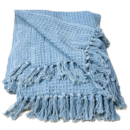 WAFFLE THROW, STONEWASH BLUE, 50''x60''