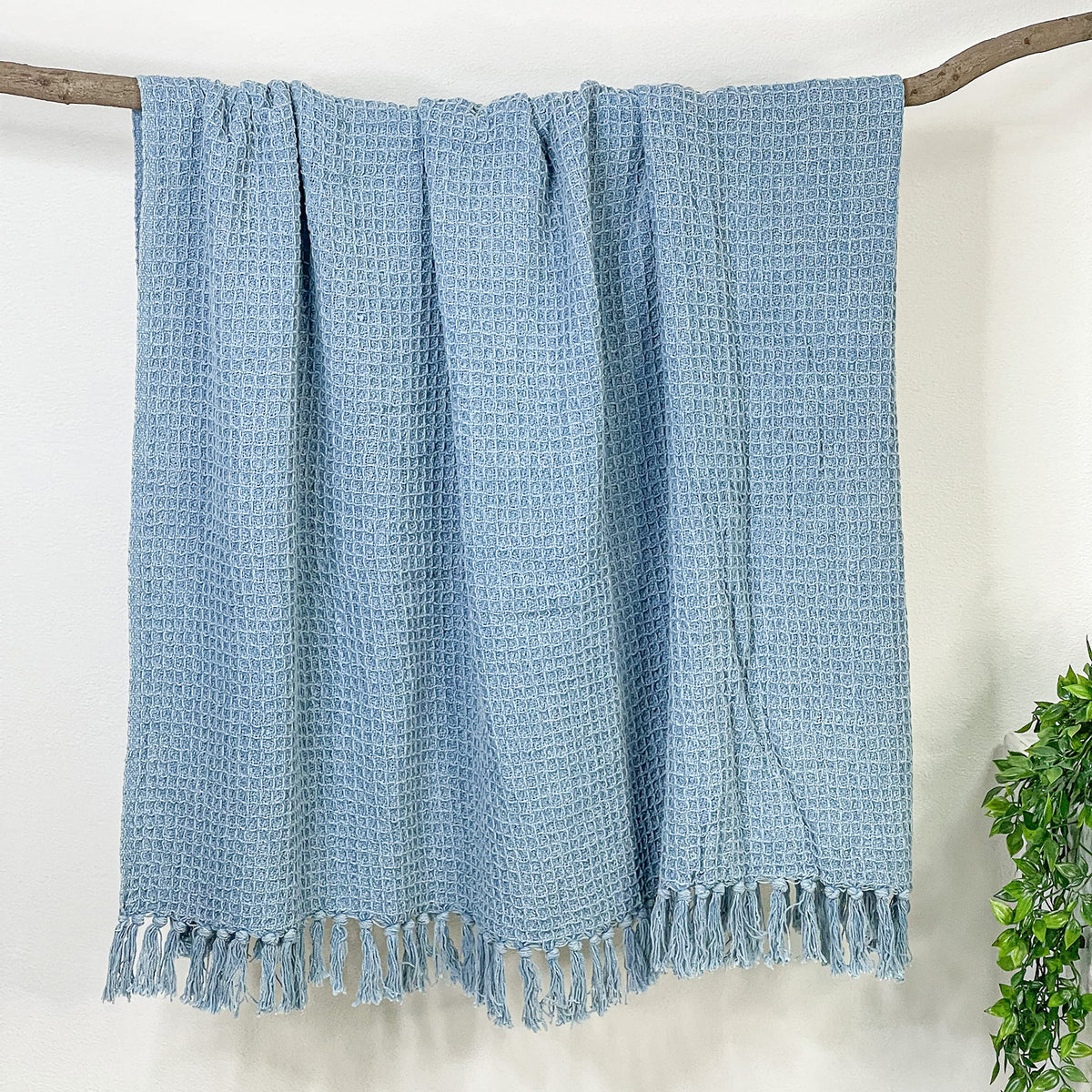 WAFFLE THROW, STONEWASH BLUE, 50''x60''