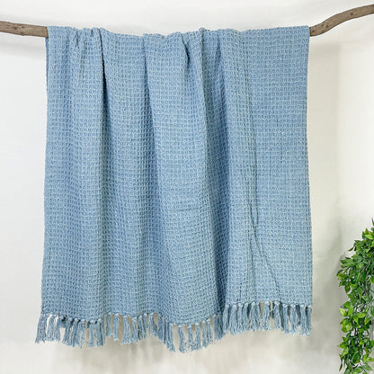 WAFFLE THROW, STONEWASH BLUE, 50''x60''