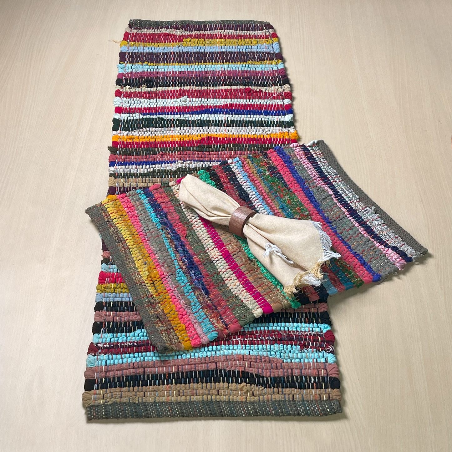 Rainbow Multi Chindi Table Runner - Multi, 13''x36''