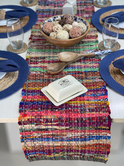 Rainbow Multi Chindi Table Runner - Multi, 13''x72''
