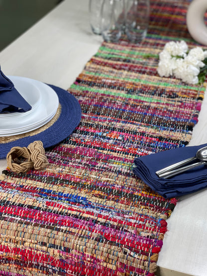 Rainbow Multi Chindi Table Runner - Multi, 13''x72''