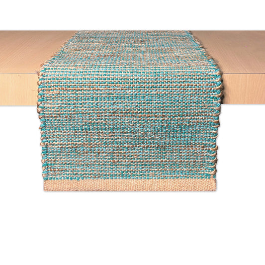 Ombre Table Runner - Natural/Aqua Turquoise, 13''x72''