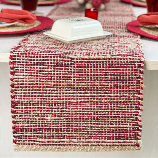 Ombre Table Runner - Natural/Red, 13''x72''
