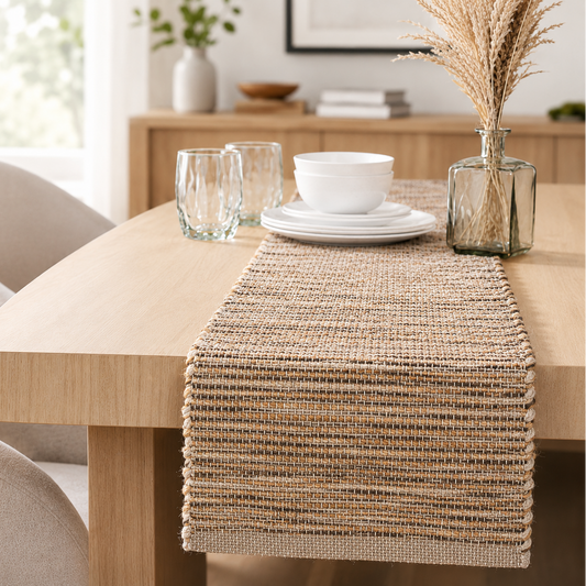 OMBRE TABLE RUNNER, NATURAL BROWN, 13" x 72"