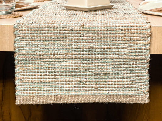 OMBRE TABLE RUNNER, NATURAL SAGE GREEN-WHITE, 13" x 72"