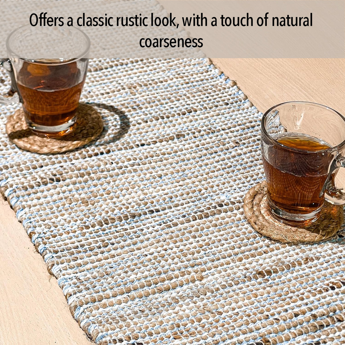 OMBRE TABLE RUNNER, NATURAL SKY BLUE-WHITE, 13" x 72"