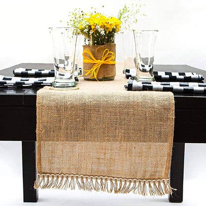 Burlap Lace Table Runner - Natural Jute, 13''x72''