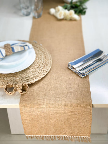 Burlap Lace Table Runner - Natural Jute, 13''x72''