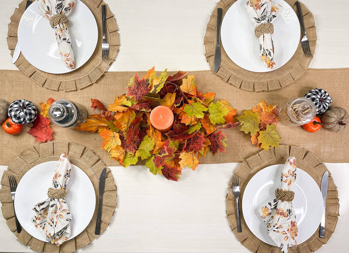 Burlap Lace Table Runner - Natural Jute, 13''x72''