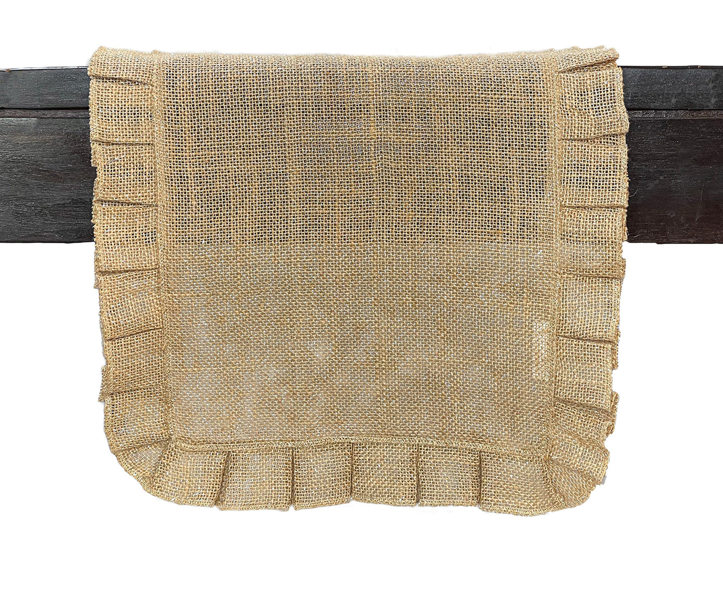 Burlap Ruffled Table Runner - Natural/Silver, 13''x72''