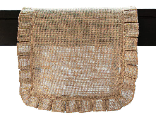 Burlap Ruffled Table Runner - Natural/Gold, 13''x72''