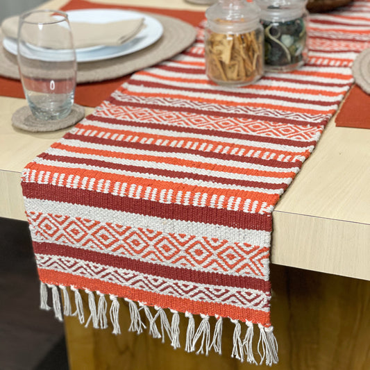 LAGUNA TABLE RUNNER, RUST ORANGE, 13'' x 72'' JUTE LOOK