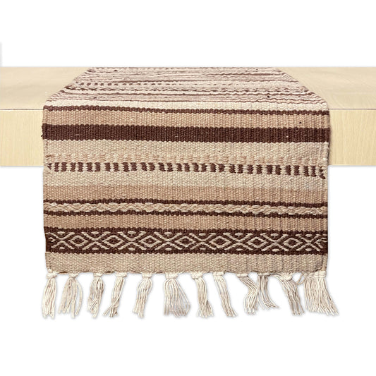 LAGUNA TABLE RUNNER, TONAL BROWNS, 13'' x 72'' JUTE LOOK