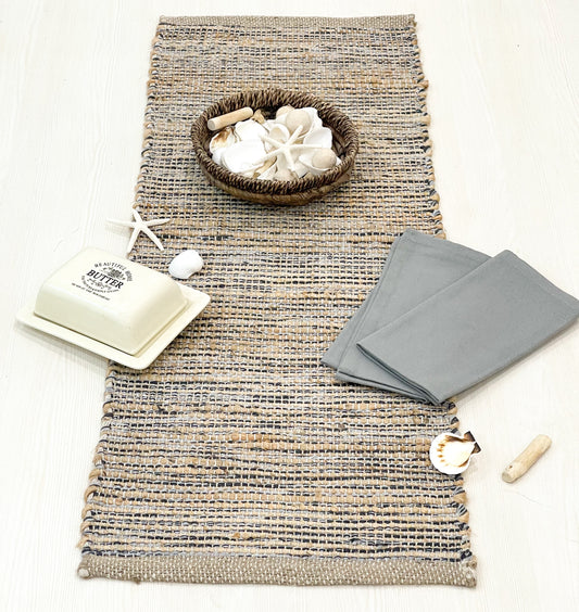 OMBRE TABLE RUNNER, NATURAL-GREY, 13''x48''.