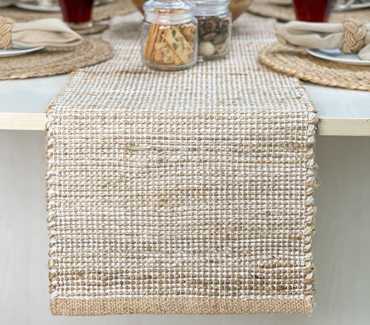 OMBRE TABLE RUNNER, NATURAL-IVORY, 13''x90''.