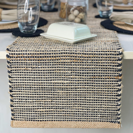 OMBRE TABLE RUNNER, NATURAL-GRAY CHARCOAL, 13''x90''.